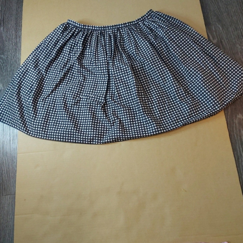 Madewell Black & White Shirred Gingham Skirt